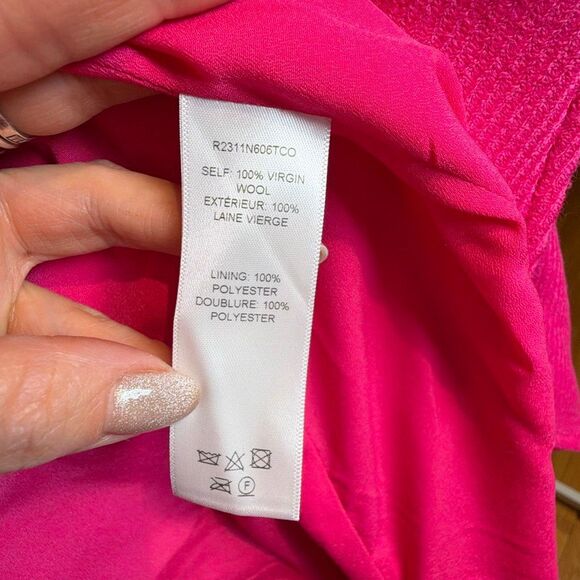 NWT Carolina Herrera Shawl-Collar Belted Wool Twill Coat in Cerise Pink 6 (009) - Picture 13 of 16